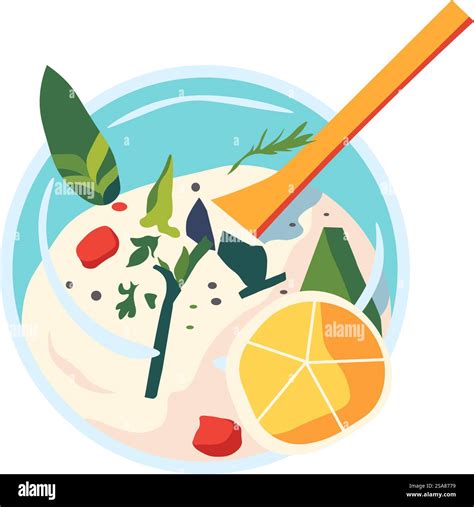 A vibrant vector illustration of a contemporary food plating with ...