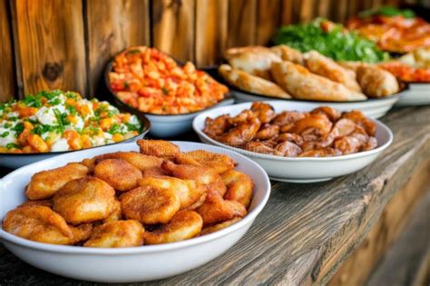 A Colorful Array of Traditional Dishes Showcased at a Local Market ...