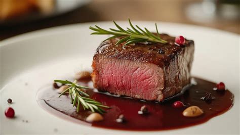 Gourmet Plated Dish Featuring Expertly Cooked Steak with Sauce and ...