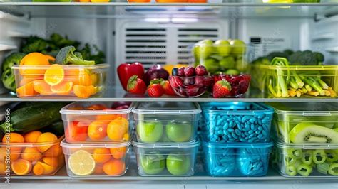 Colorful Containers of Fruits and Veggies Create an Organized Meal Prep ...