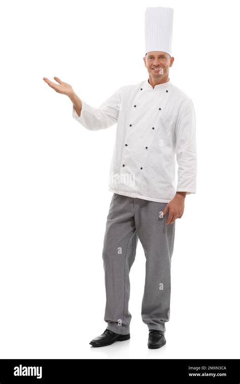 Chef, full body portrait and man mockup, product placement and ...