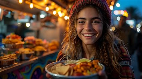 Premium Photo | Enjoying street food from a truck