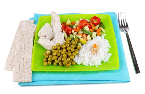 Premium Photo | Healthy food on plate isolated on white