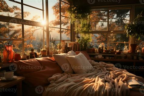 The window shade is pulled down halfway, allowing a soft, diffused ...