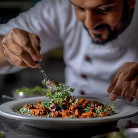 Chef Garnishing Dish with Fresh Herbs and Spices | Premium AI-generated ...