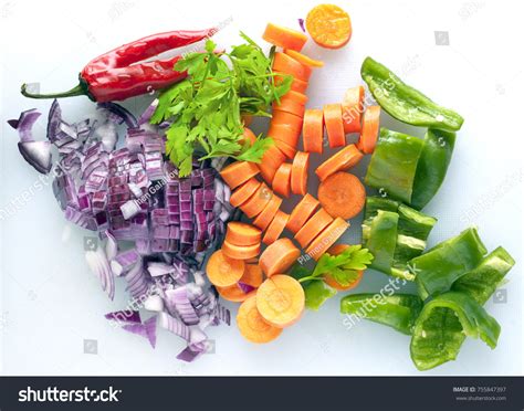 Variety Cut Chopped Fresh Vegetables Stock Photo 755847397 | Shutterstock