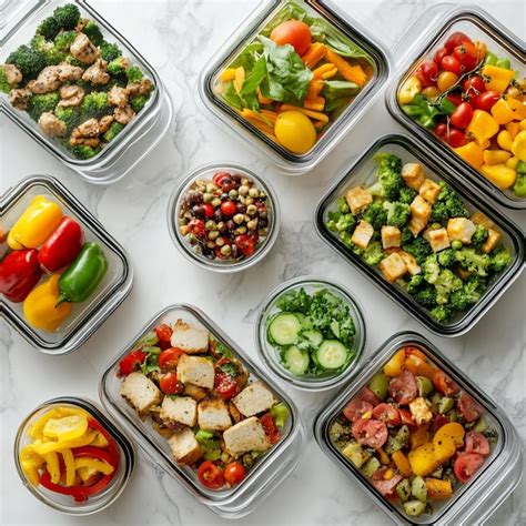 Vibrant Meal Prep A Colorful Array of Nutritious Foods in Perfectly ...