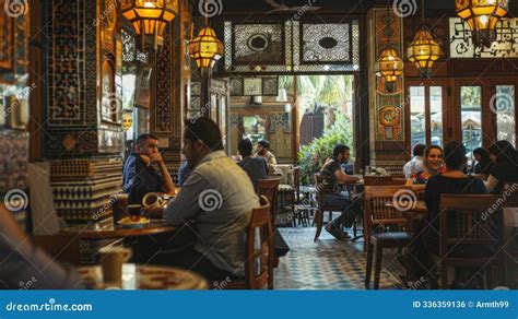 Cozy Restaurant Interior with Diners Enjoying Meals in a Vibrant ...