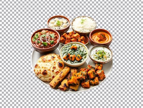 A plate of food with different types of food on it isolated transparent ...