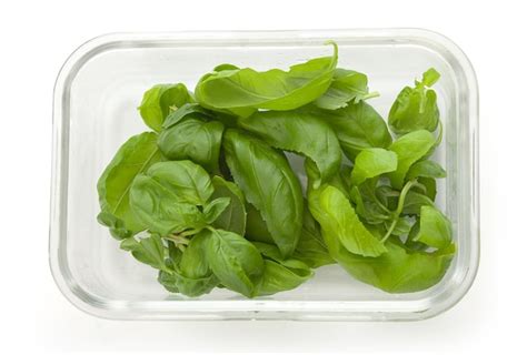 Premium Photo | Basil in the glass container