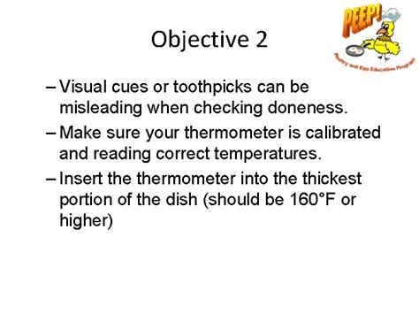 Objectives 1 Identify safe cooking practices and precautions