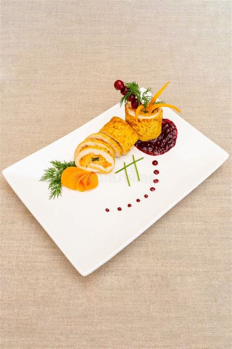 Gourmet Dish Served on Elegant Plate with Decorative Accents and Rich ...