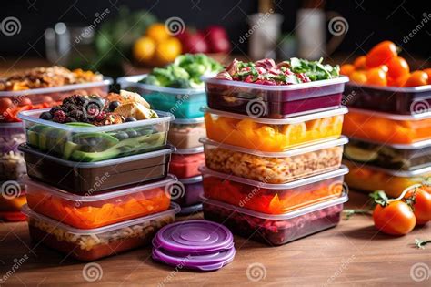 Colorful Meal Prep Containers Stacked Neatly Stock Photo - Image of ...