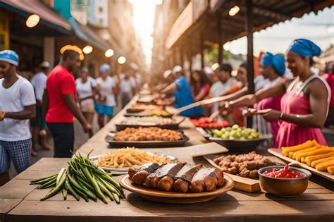 Premium Photo | Food stalls at a market