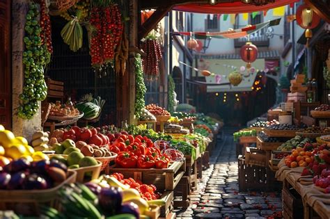 Premium Photo | A vibrant market filled with fresh produce