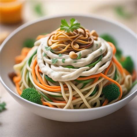 Premium AI Image | main course spiralized vegetable noodles with cashew ...