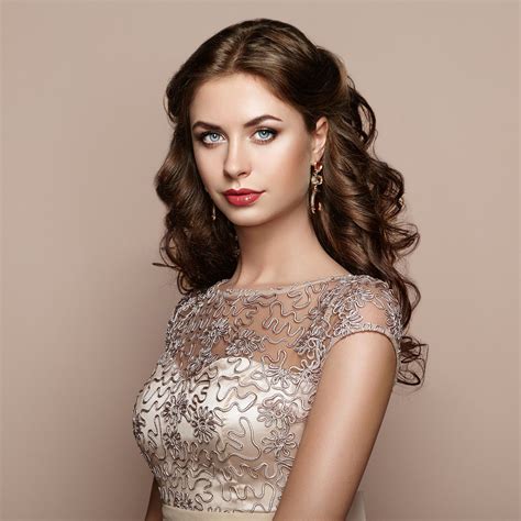 Fashion portrait of beautiful woman in elegant dress - Fashion portrait ...