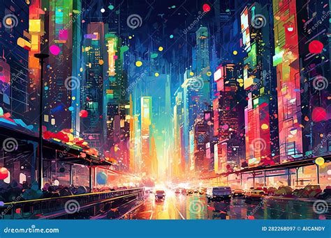 Vibrant Cityscape: Dynamic Panorama of a Bustling City Skyline Adorned ...