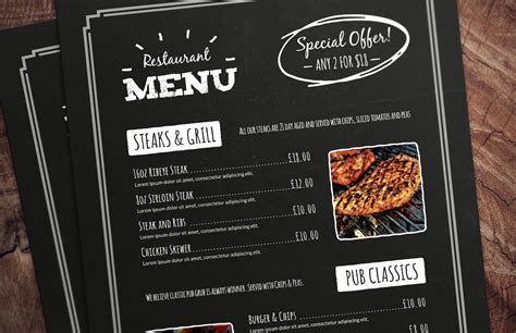 Chalkboard Restaurant Menu Template — Medialoot