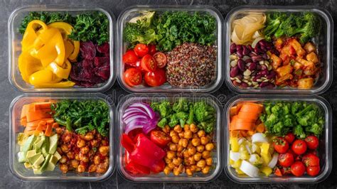 Colorful Meal Prep Containers Filled with Fresh Vegetables and Grains ...