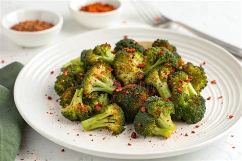 Spicy Roasted Broccoli Florets Stock Illustration - Illustration of ...