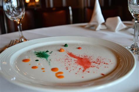 Minimalist Gourmet Dish with Colorful Splashes in Fine Dining ...