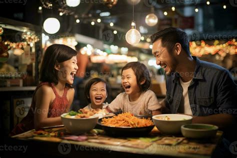 family eating Happily at the Street Food Market 30766337 Stock Photo at ...