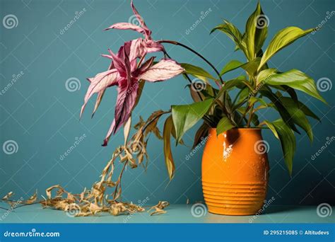 A Wilting Plant Next To a Vibrant Plant Stock Image - Image of ...