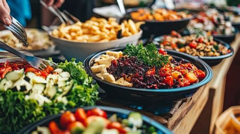 A Vibrant Street Food Market with Various Stalls Offering Stock Photo ...