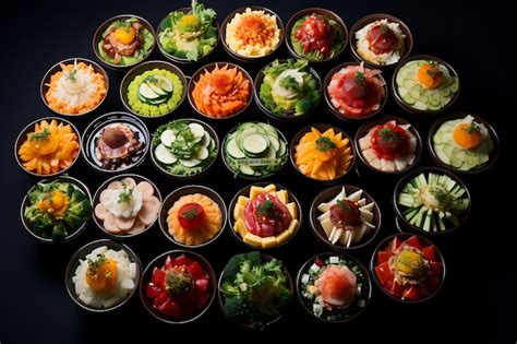 High angle food bowls arrangement | Premium AI-generated image