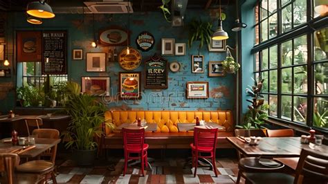 Numerous Tables and Chairs Fill the Bustling Restaurant. Interior of a ...
