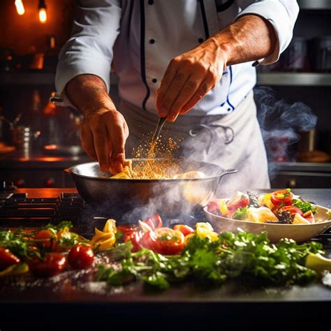 Premium Photo | Chef preparing a dish in kitchen