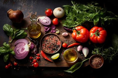 Premium AI Image | A vibrant food composition showcasing an array of ...