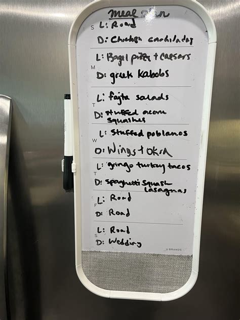 Whiteboard meal planning is simple but effective. 33lbs respirated into ...