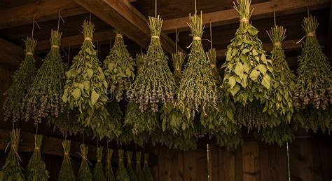 Hanging Herb Bundle Drying for Use Stock Illustration - Illustration of ...