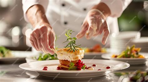 Chef plating a gourmet dish in a restaurant kitchen | Premium AI ...
