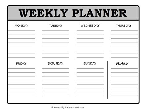 Free Printable Weekly Planner Templates - CalendarKart