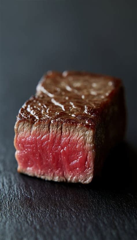 Perfectly Seared Medium-Rare Steak a Culinary Masterpiece on a Dark ...