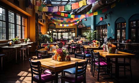 Bustling Restaurant with Tables and Chairs Stock Photo - Image of ...