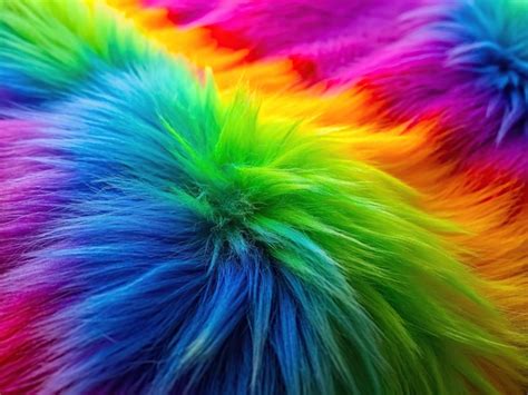 Premium Photo | Neon rainbow colors fake fur texture close up