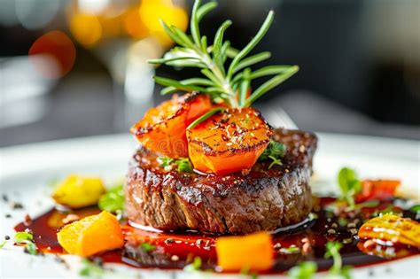 Close-up of a Gourmet Dish, Elegant Presentation Stock Illustration ...