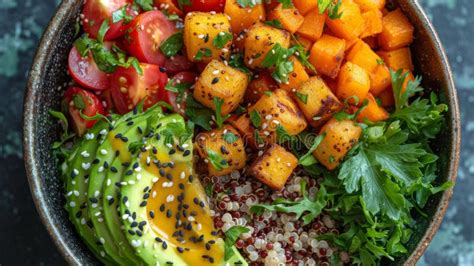 Healthy Buddha Bowl, a Balanced and Colorful Bowl Featuring Quinoa ...