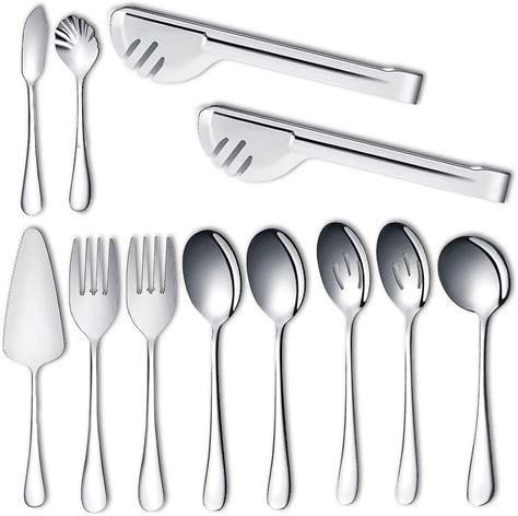 Amazon.com | Stainless Steel Serving Utensil, 12 Pcs Catering Serving ...