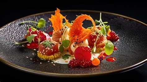 Premium Photo | Arrangement of a beautifully plated gourmet dish ...