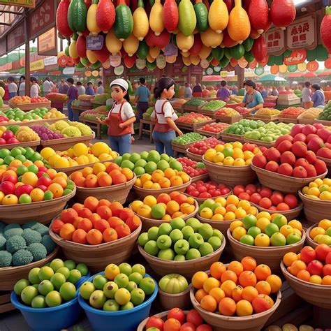 Premium AI Image | A Scene From A Photo Taken In A Bustling Food Market