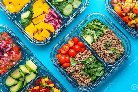 Colorful Meal Prep Containers Filled with Fresh Vegetables and Protein ...