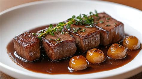 Deliciously Plated Gourmet Dish with Sauce and Herbs in Fine Dining ...