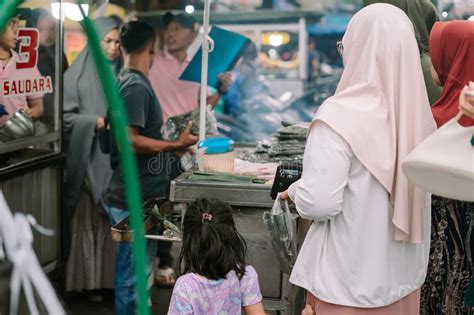 Bustling Street Food Stall in Southeast Asia with Customers Buying ...