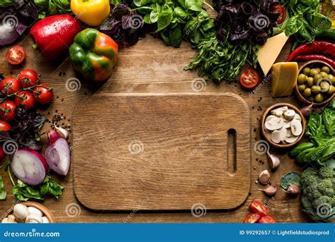 Cutting Board and Fresh Vegetables Stock Image - Image of cooking ...
