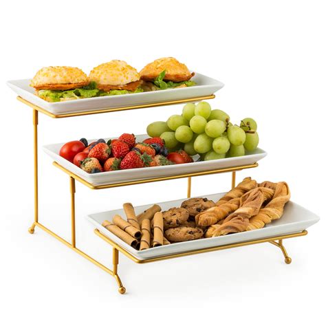 Large 3 Tier Serving Tray with Serving Stand, Serving Dishes for ...